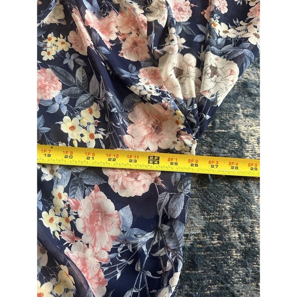 Meri Skye Women Tops Kimono 2X Blue Floral Polyester Open Front - Picture 6 of 6